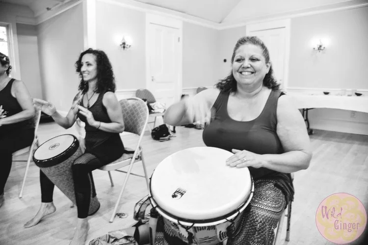 yoga event hosted by ilaStrate yoga mat design co. at the setauket neighborhood house july 22, 2022. Dance Yoga and Drum Circle with Melissa Boyd of satya yoga and pilates port jefferson, ny, Christiane Gentry of A Better Place moriches, ny,  sponso
