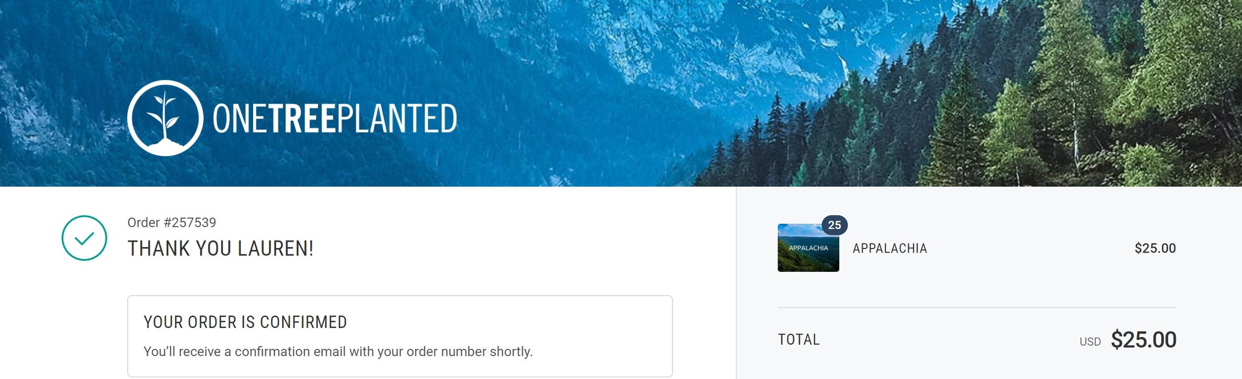 donation to one tree planted