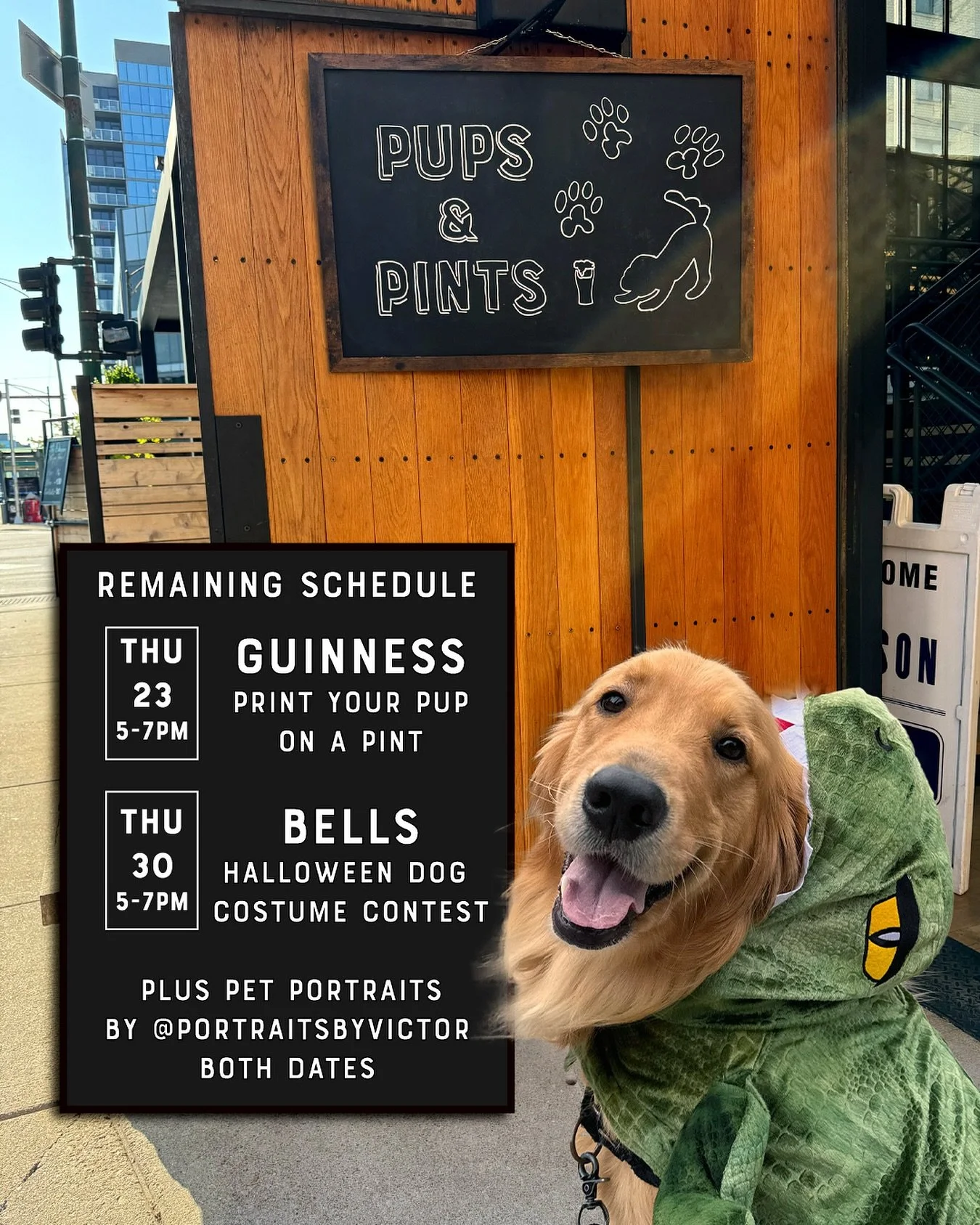 The last two Pups &amp; Pints of the season are here 🐶🍺
Join us on The Dawson patio for two Thursdays of dog-friendly fun:

🐶 Oct 23 &ndash; Guinness is here + print your pup&rsquo;s face on your pint
🎃 Oct 30 &ndash; Bell&rsquo;s Brewery + Dog H