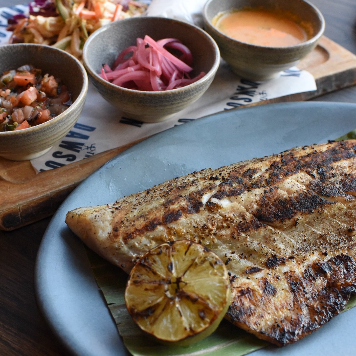 Our House Favorite for a reason.
Grilled Fish Tacos for Two &mdash; pineapple slaw, arbol salsa, guacamole, and your choice of tortillas. Built for sharing, hard to give up. 🐟🌮