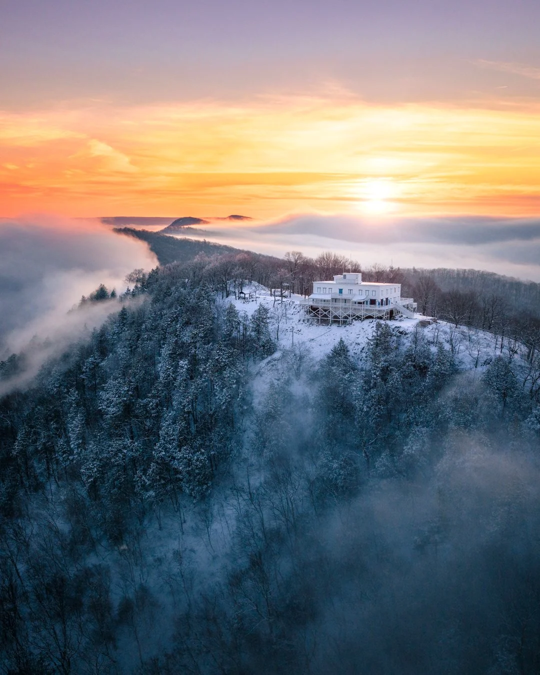 Summit House Winter Fog