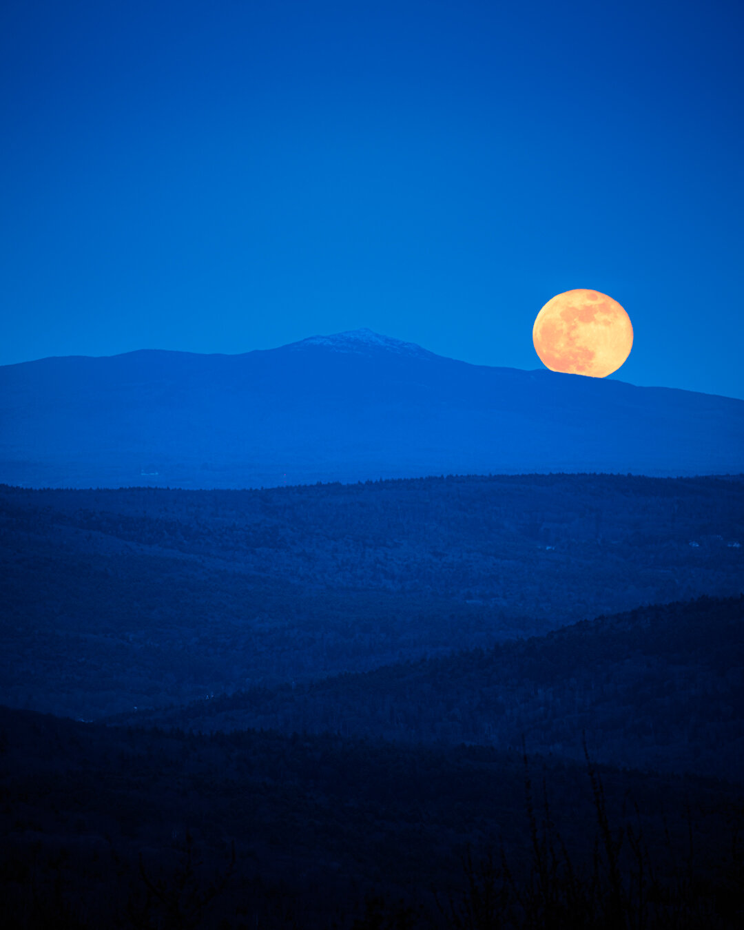 Full Flower Moon over Mount Monadnock
