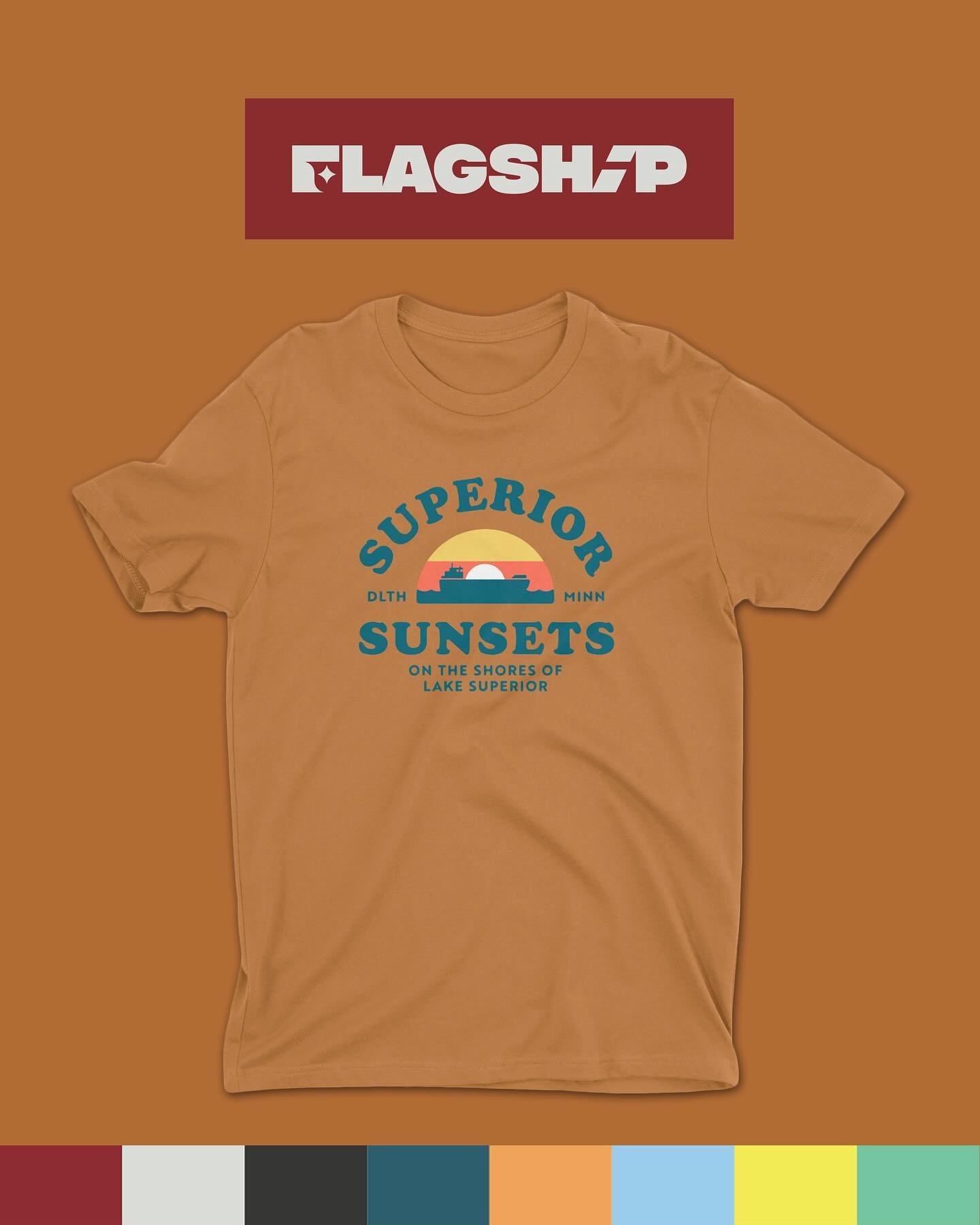 🌅 SUPERIOR SUNSETS 🚢
&bull;
Another NEW DESIGN from our company pal, Sean. After you&rsquo;ve seen a Superior sunset, normal sunsets are just a little&hellip; meh. 😉 Limited batch of these available now in-store and online! 🧡🚩
&bull;
&bull;
&bul