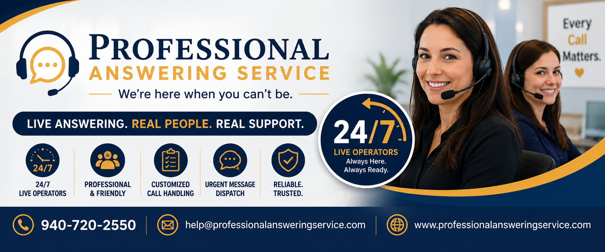 24/7 Live Answering Service for Businesses | Professional Answering Service