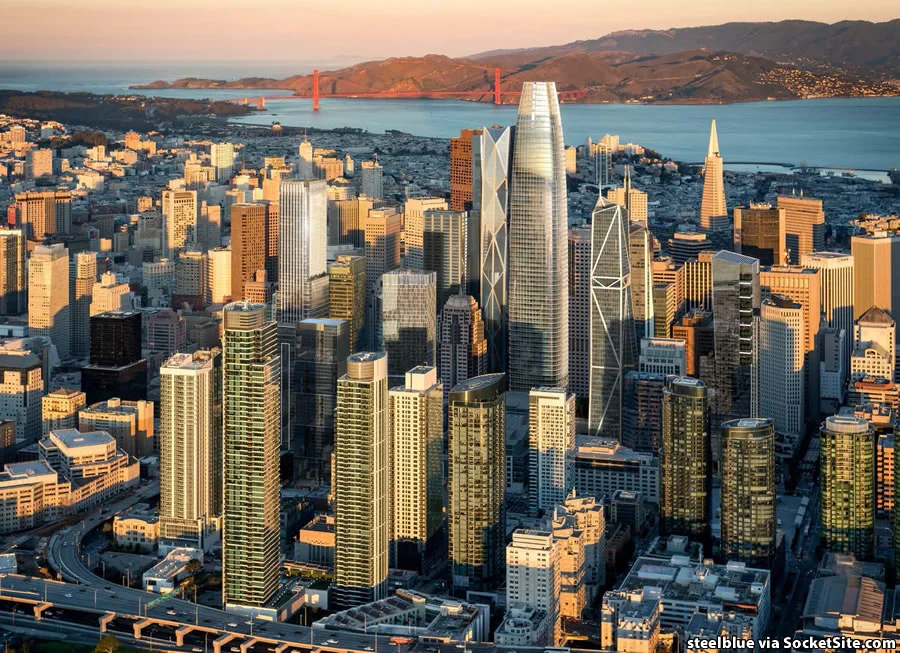 Future rendering of the SF skyline including Oceanwide Center & 500 Howard St.