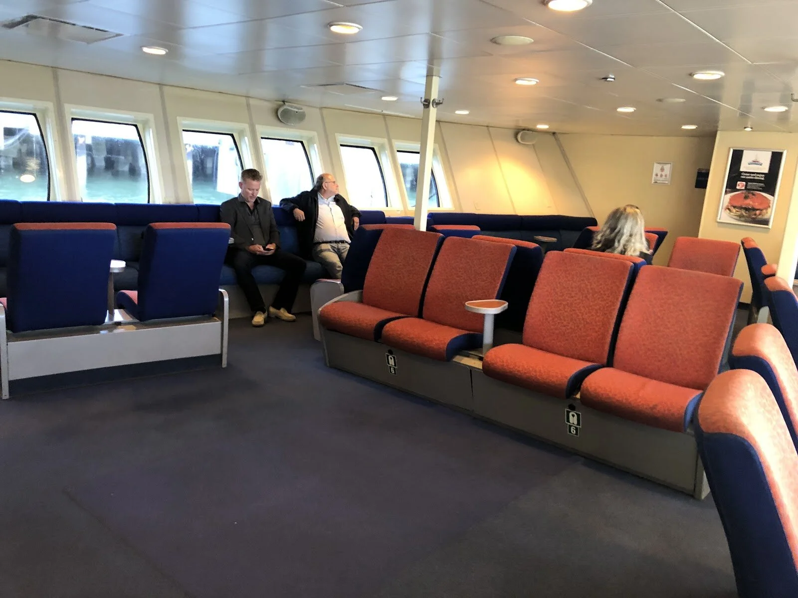 Lower level seating on the ferry