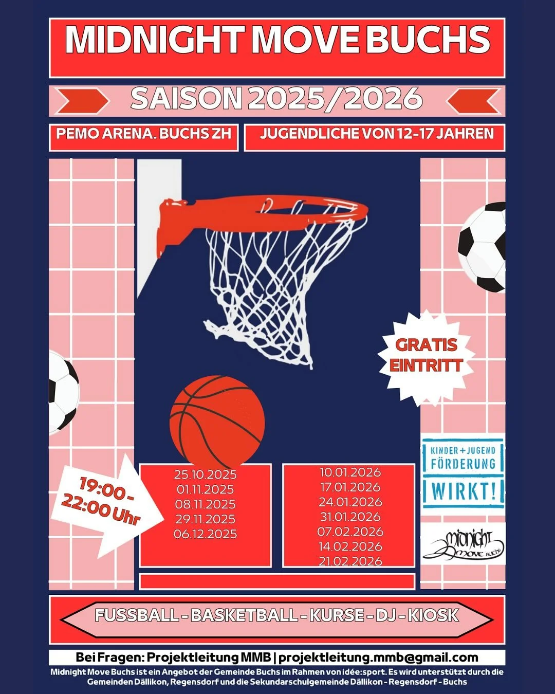 Die neue Saison startet diesen Samstag wieder - check die neuen Daten und Programm&uuml;bersicht vom Midnight Move Buchs!