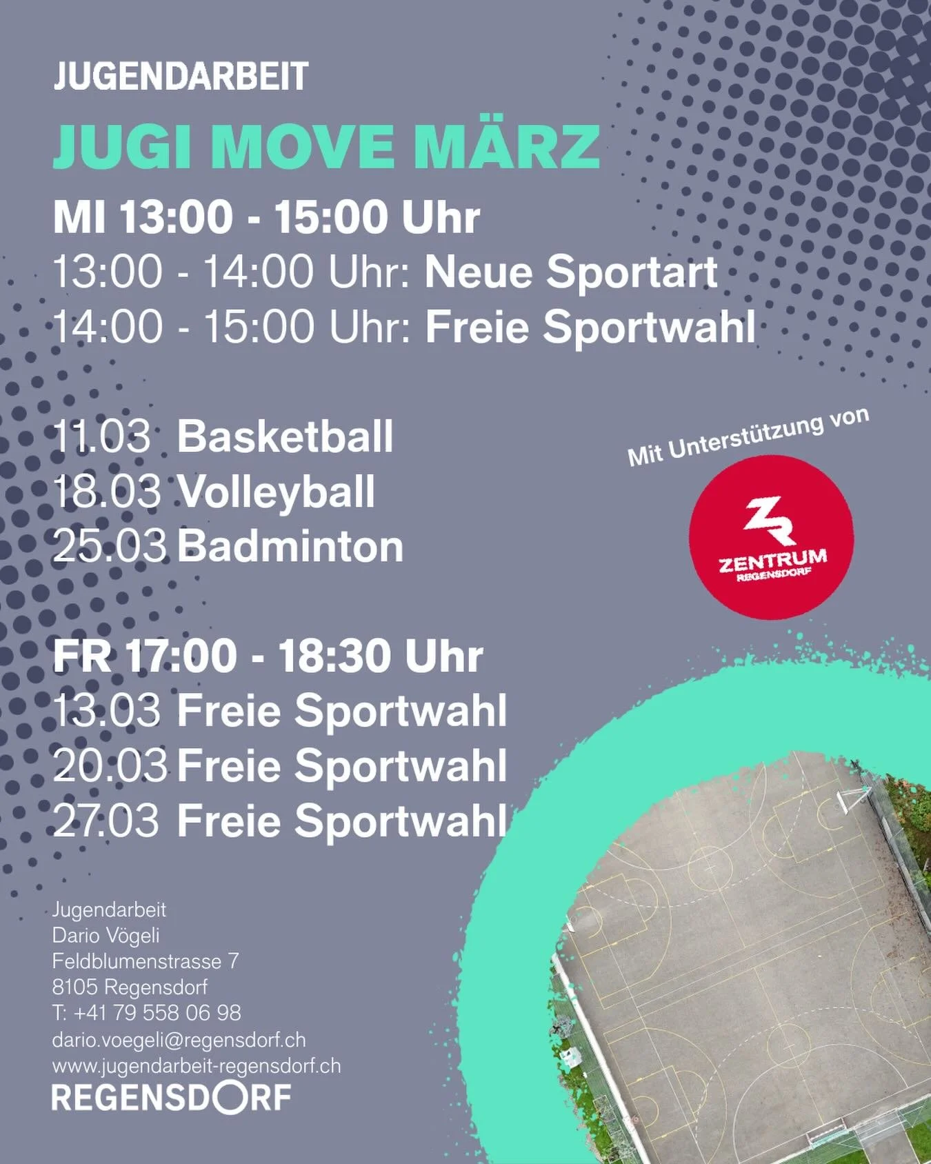 Jugi Move M&auml;rz
Jeden Mittwoch probieren wir eine neue Sportart aus und danach kannst du frei spielen.