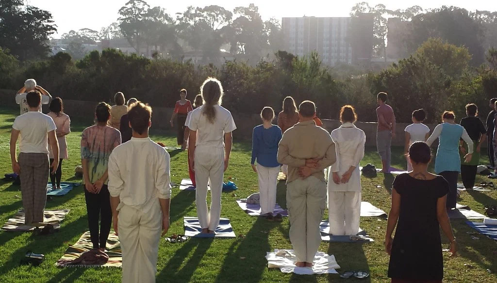 Pam teaching at Krishnajanmasthami at University of Southern California, Santa Barbara – 2014