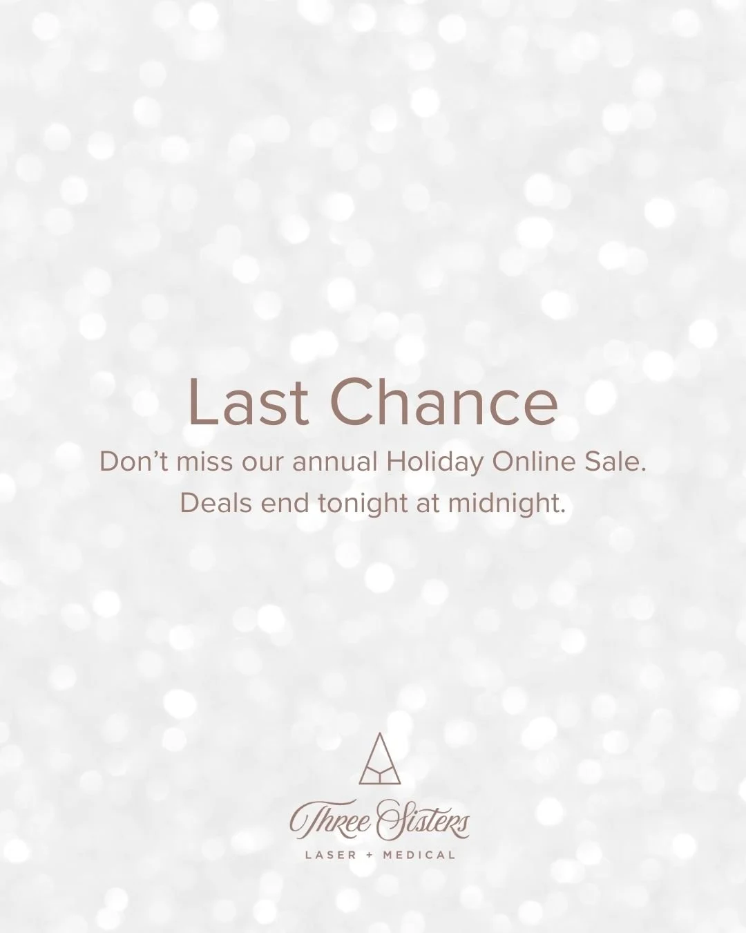 Ends today ✨ Last chance to save on skincare, Botox, and Filler - online only at https://www.threesisterslaser.com/shop

*Orders will be fulfilled when we reopen on Tuesday, January 6*