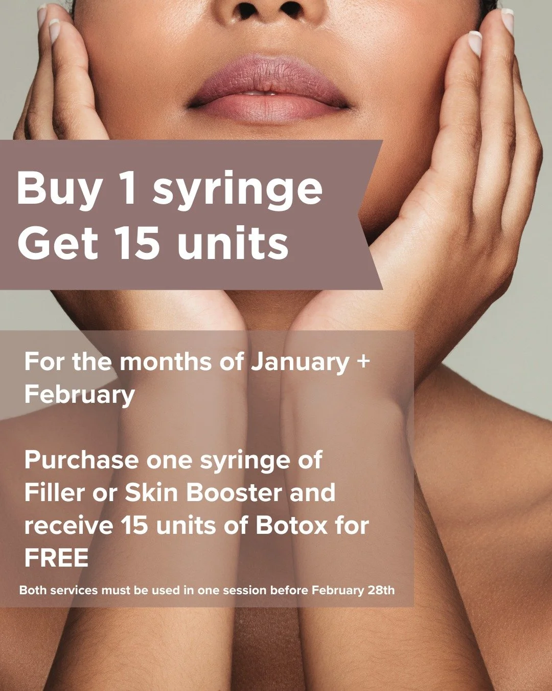 REMINDER: don't miss out on our Filler/ Botox deal! 
Fill wrinkles, smooth lines and restore skin hydration with HA fillers and Botox.