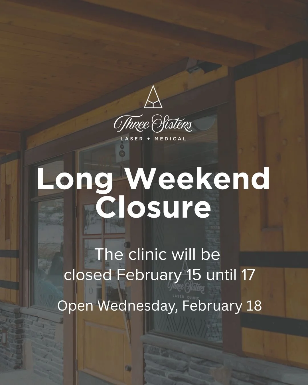 The clinic will be closed February 15&ndash;17 and will reopen Wednesday, February 18.
Wishing you a relaxing and love-filled long weekend ❤