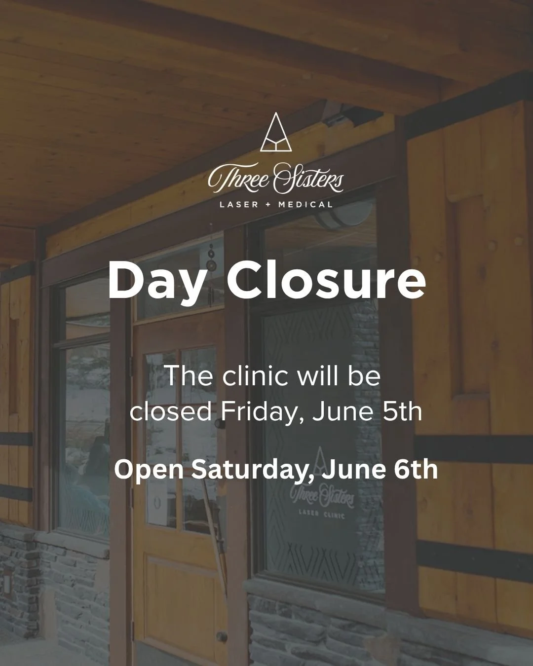 The clinic will be closed on Friday June 5th. All voice messages and emails will be replied to on Saturday, June 6th.