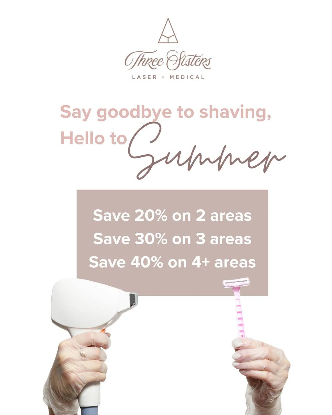 ☀ Enjoy smooth skin all summer long ☀

While extra sun protection is important, Laser Hair Removal can be safely performed during the summer with appropriate care and guidance.

Enjoy up to 40%  off treatments - Book with Nurse Lindsay to get started