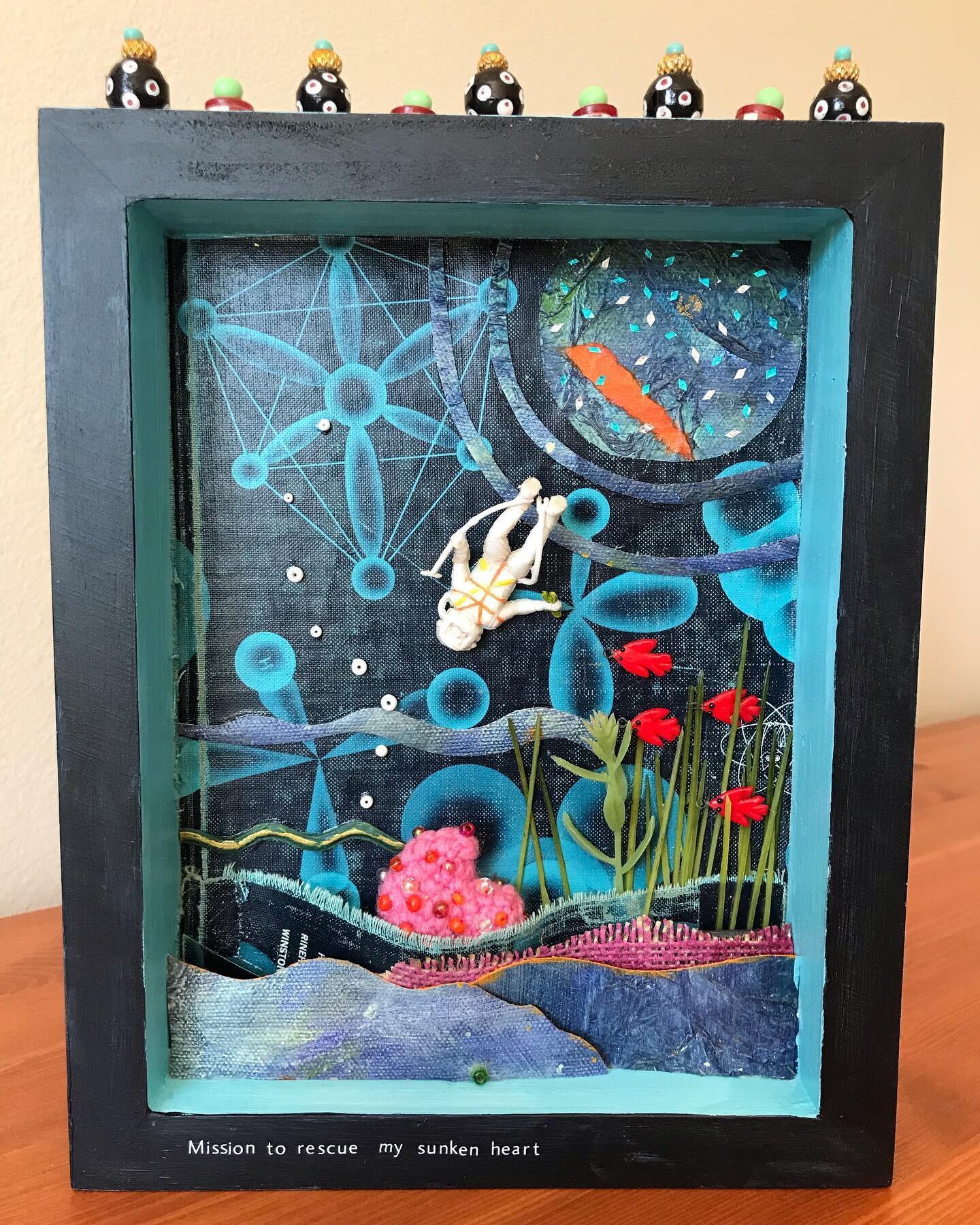 Repair Mission found a new home today!  SOLD.  How lovely.  #assemblageart #assemblageartist #heart #diver