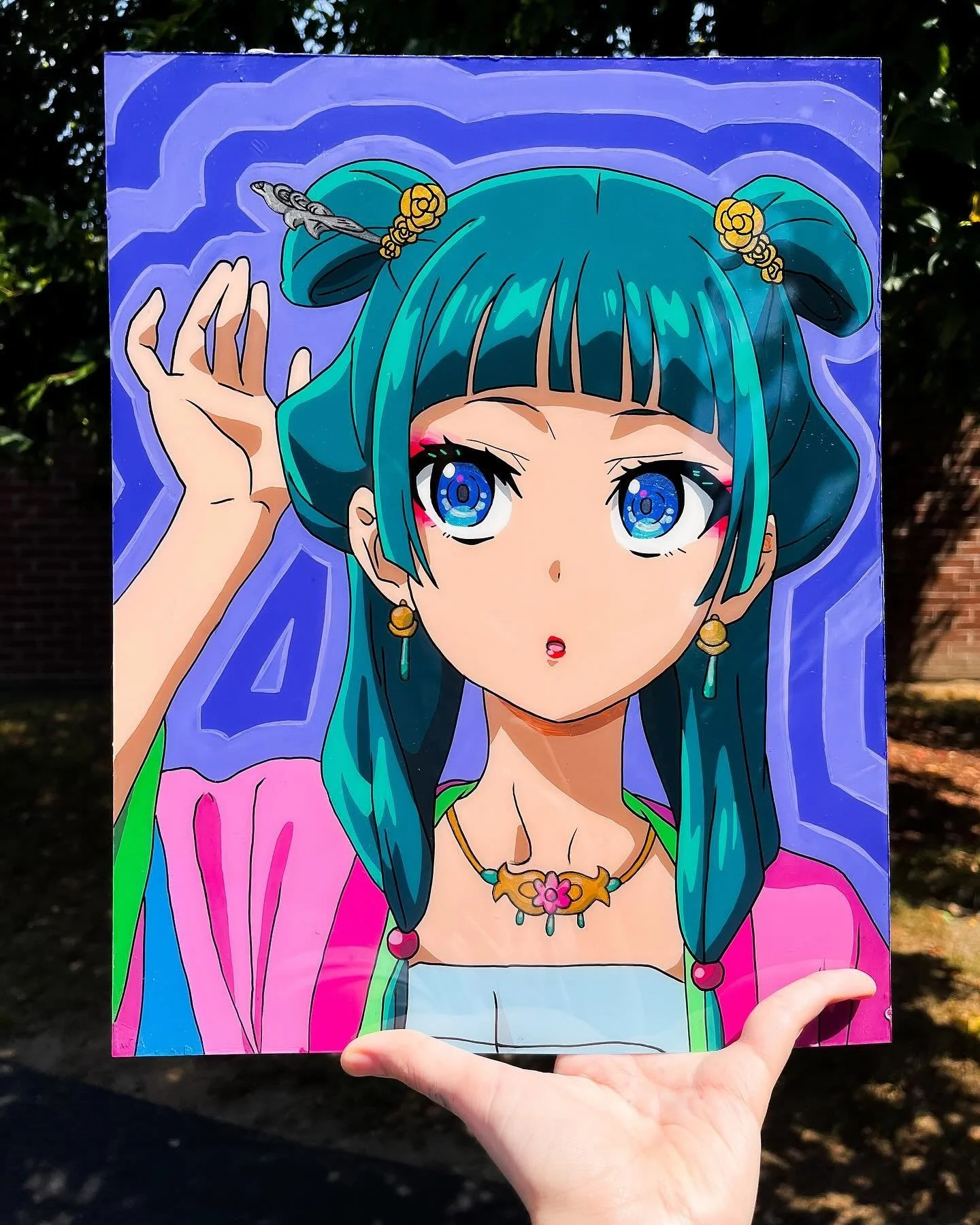 🌿 Maomao🌿 and her sparkly eyes and jewelry!
So fun! So many colors!!! 
Whatever brand of plexi this is is the wooorrrrst! It&rsquo;s soooo soft and you can see every little scrape and scratch 😭 I guess I&rsquo;ll have to use the rest I have left o