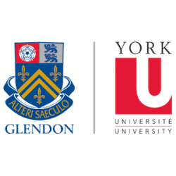 Copy of The logos of Glendon College and York University.