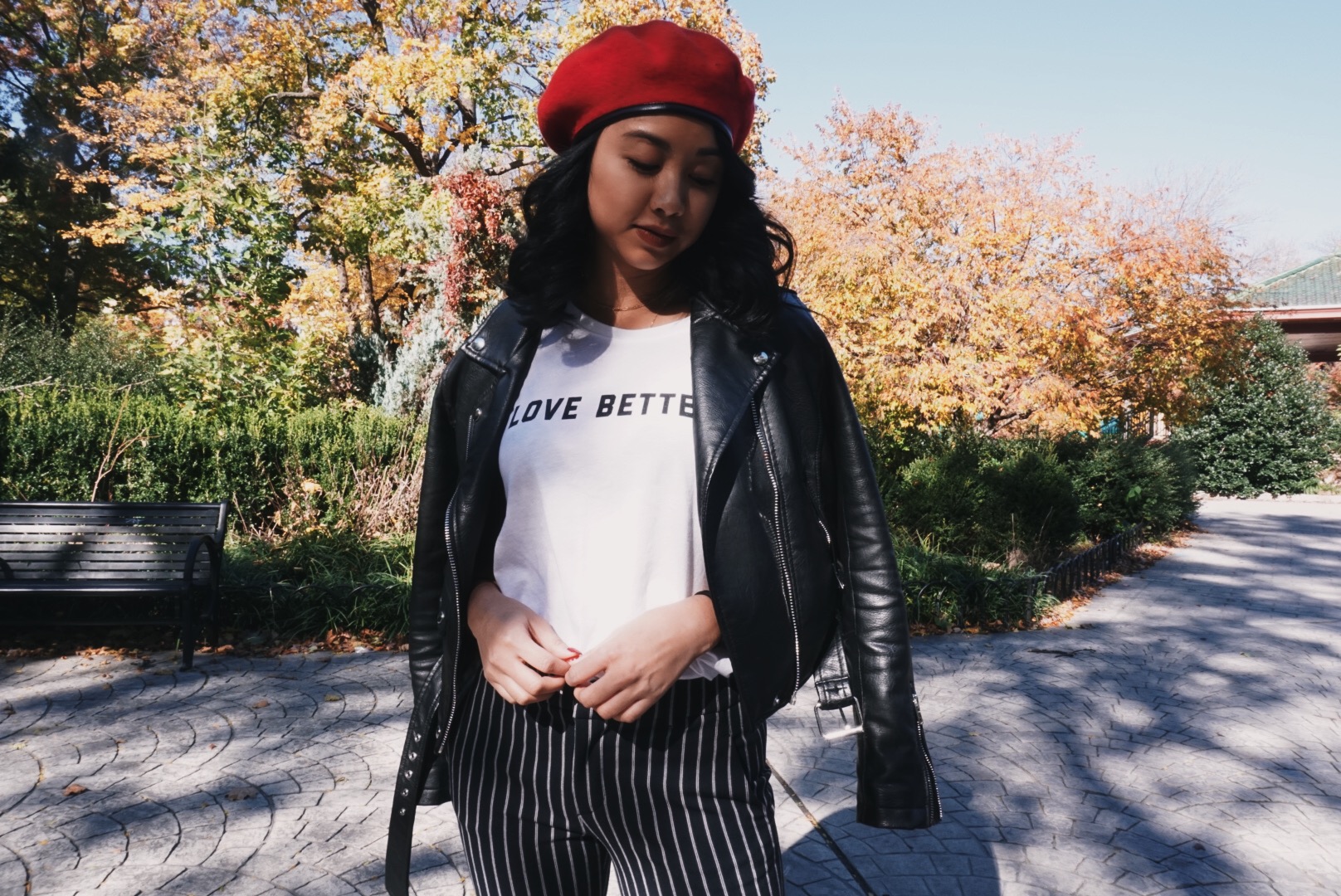 Social Sunday BK tee // Zara pants via Crossroads Trading // Bershka leather jacket // Asos beret Photography by Anika Fanlo