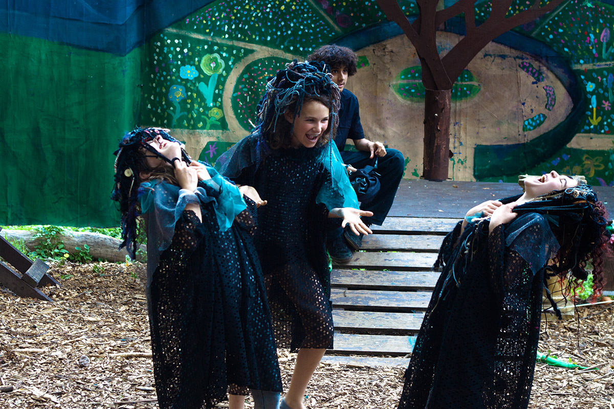Three witches cackle in an adaptation of the Irish epic The King of Ireland’s Son