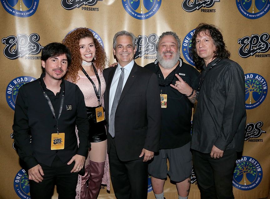 Alex Vallejo, Lesly Reynaga, Austin Mayor Steve Adler, Jeff Miller, Gavin Garcia  (Gary Miller photo)