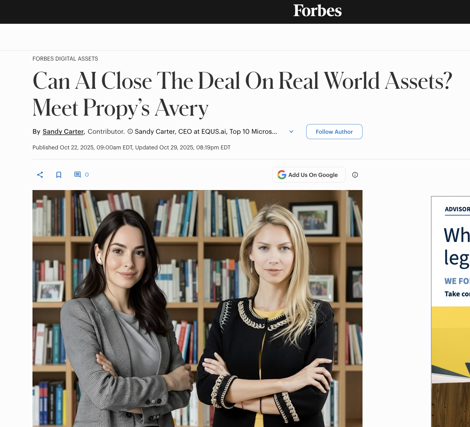 Propy AI agent on Forbes