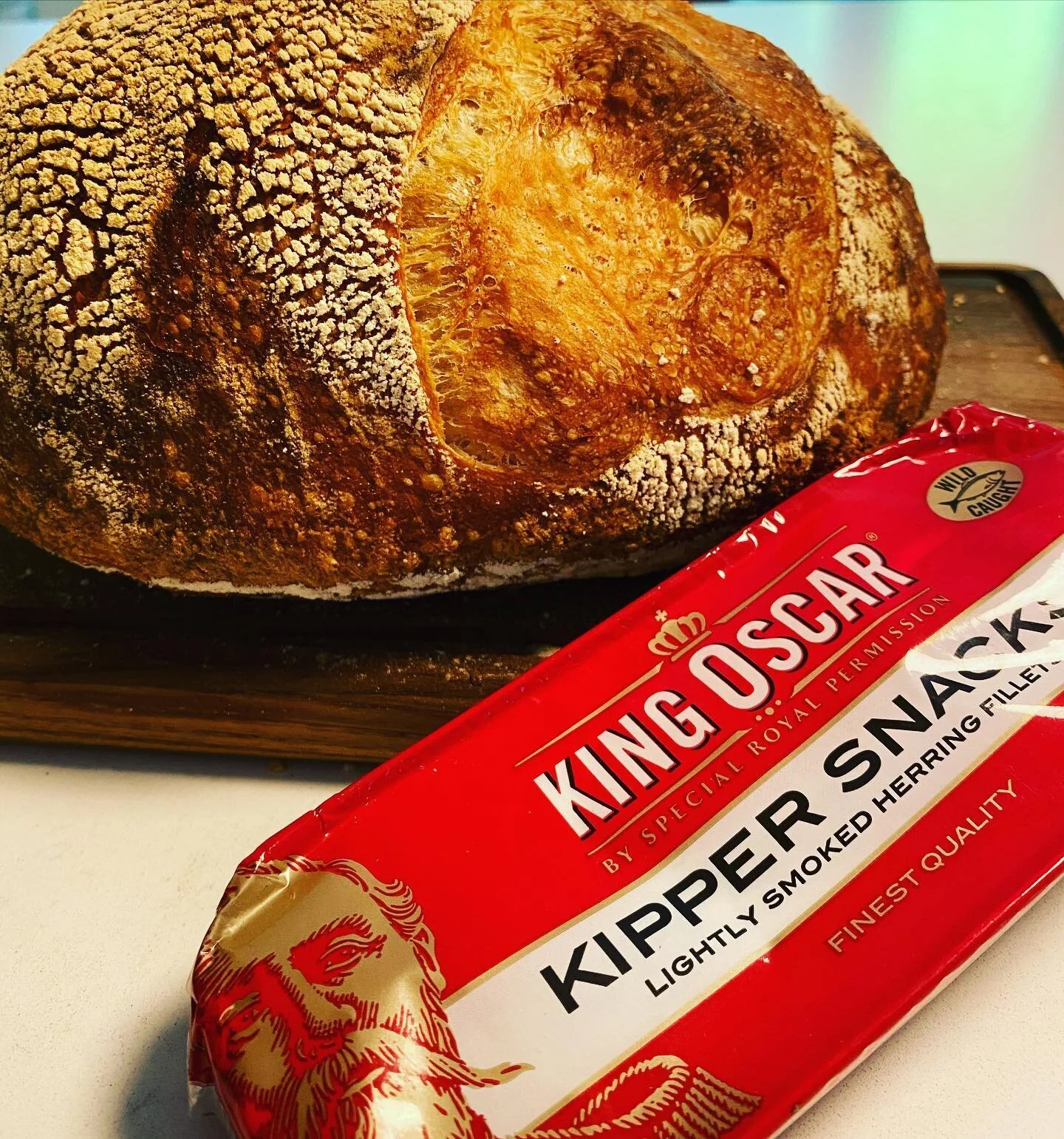 LUNCH! We&rsquo;re back! We promise, this won&rsquo;t turn into quarantine sourdough posting, but some kipper snacks and mustard on toasted fresh bread is pretty delicious. #tinnedthings #kippersnacks #sourdough #nicecans #AyeAyeKipper