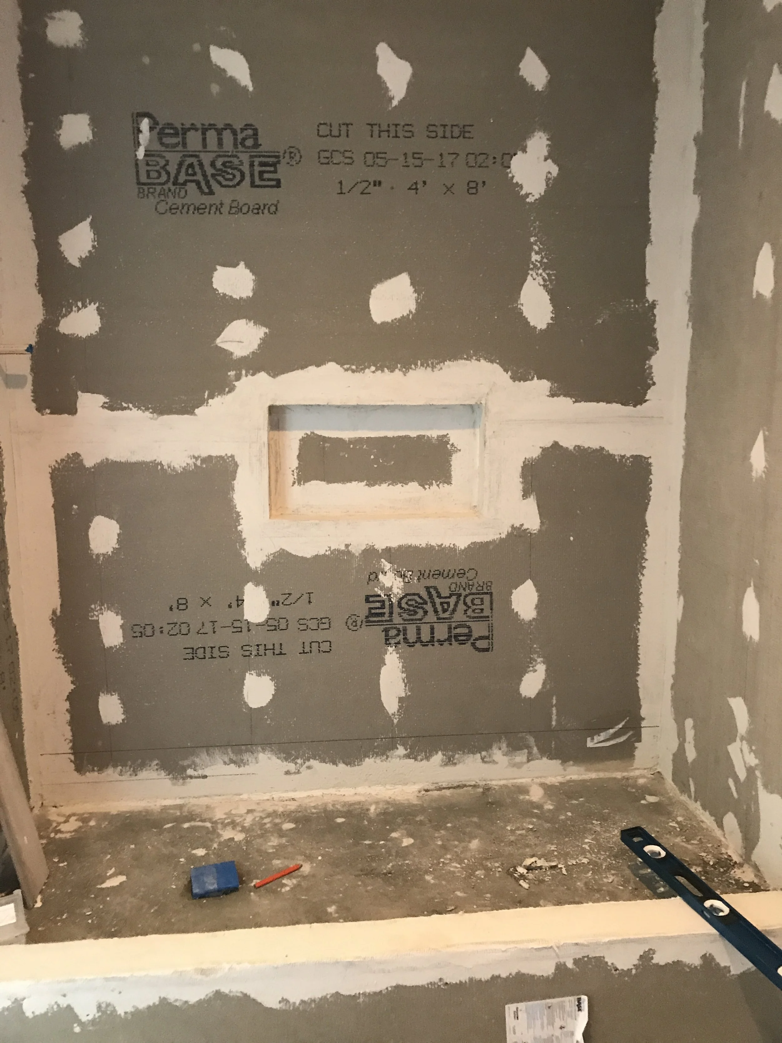 New shower prepared for tile