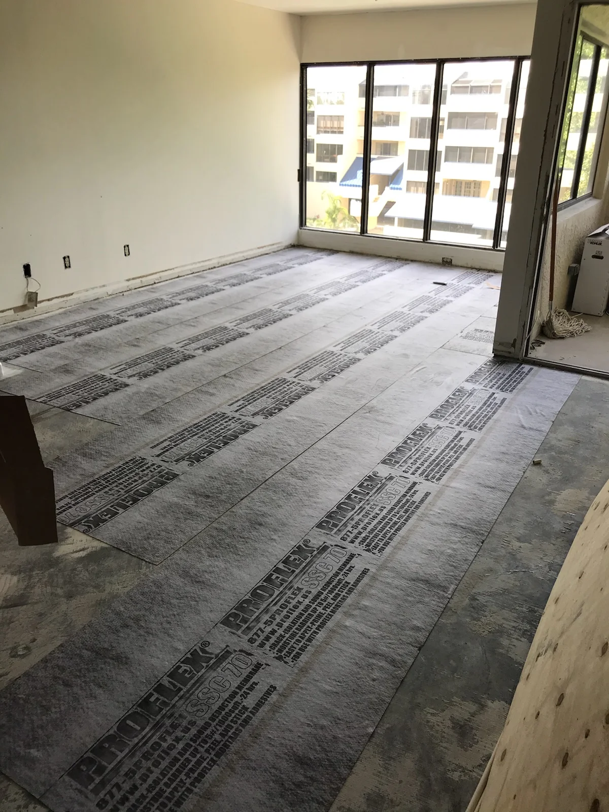 Underlayment for tile floor in condo