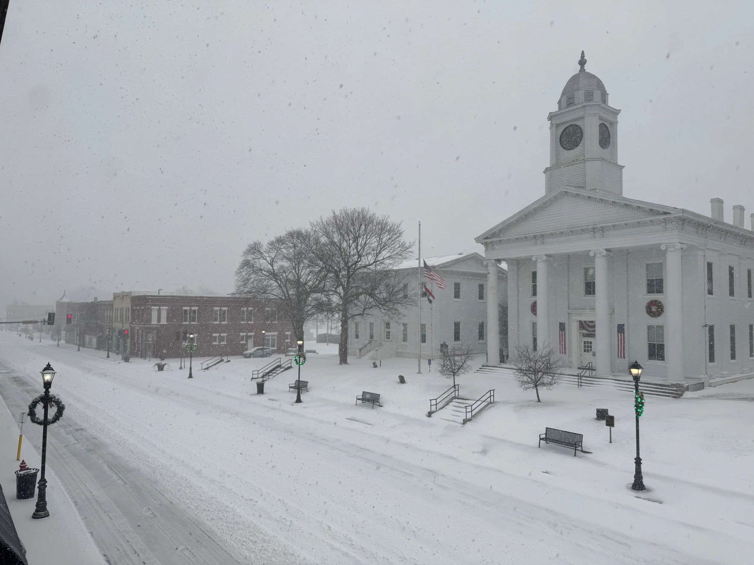Caleb Phillips - Snowing at courthouse