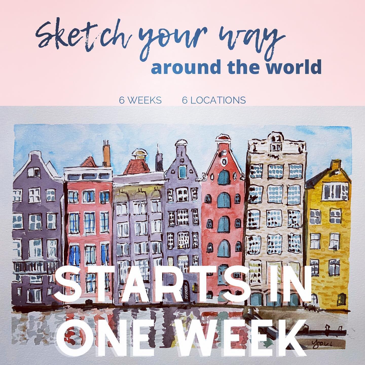 My live online travel sketching class was postponed one week.  Class now begins NEXT WEEK and that give you time to still sign up.  Class is every Thursday for 6 weeks.  Hope to see you in class! Link in bio.