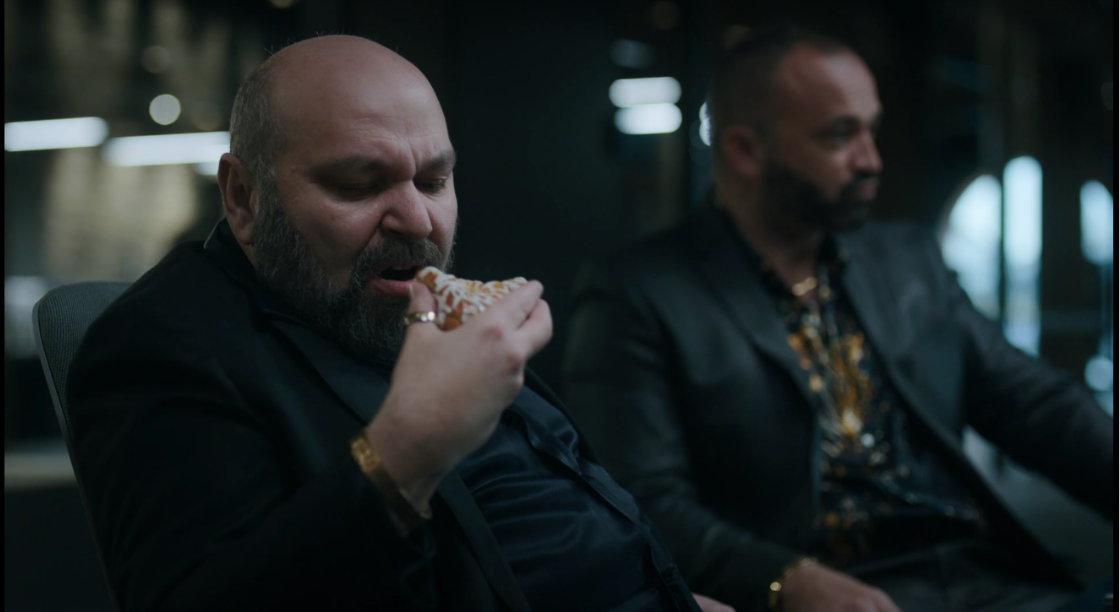 Oh yes, there were pastry crumbs all over his suit and little pieces of dried icing stuck in his beard.