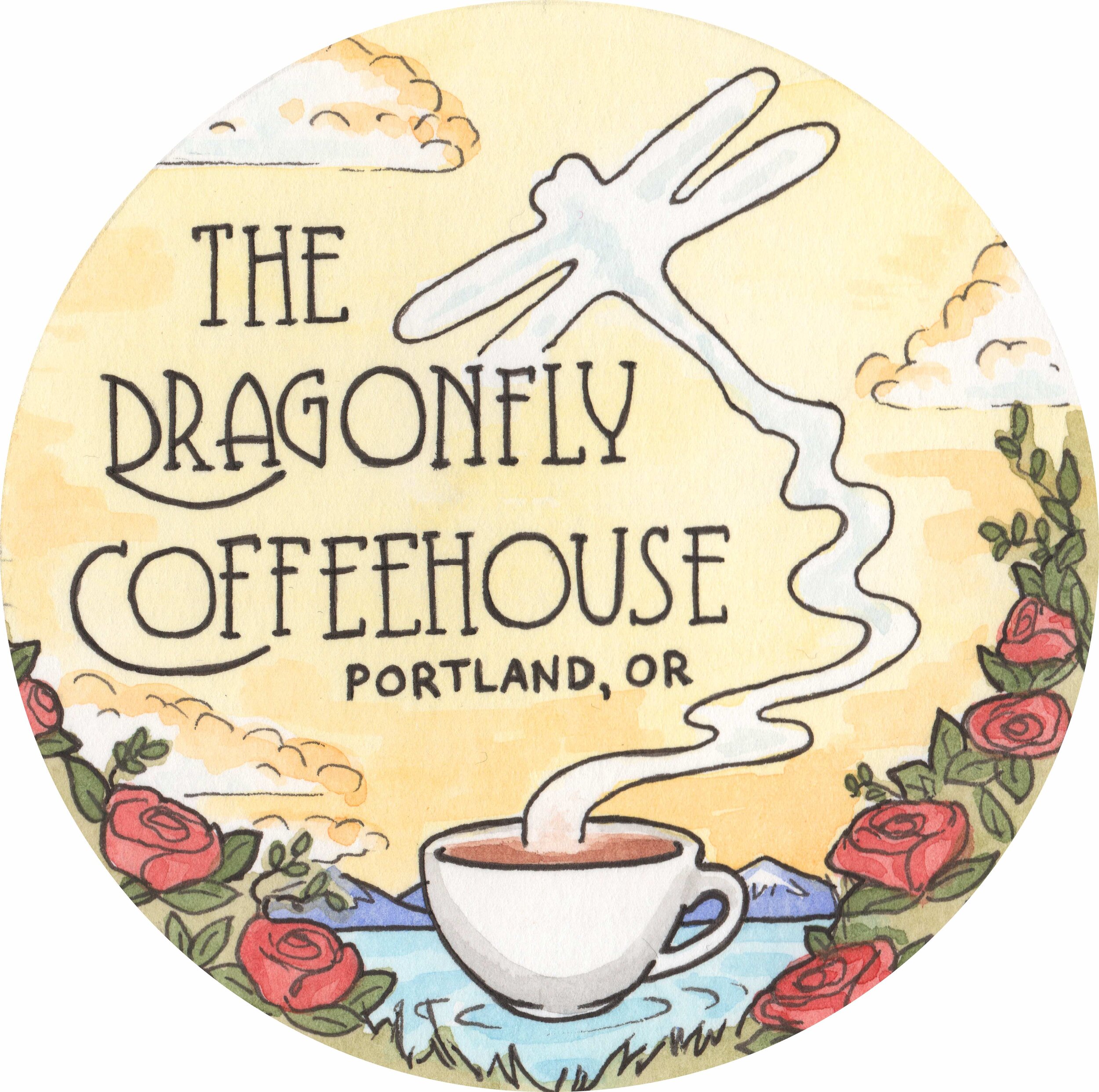 Dragonfly Coffee House Sticker