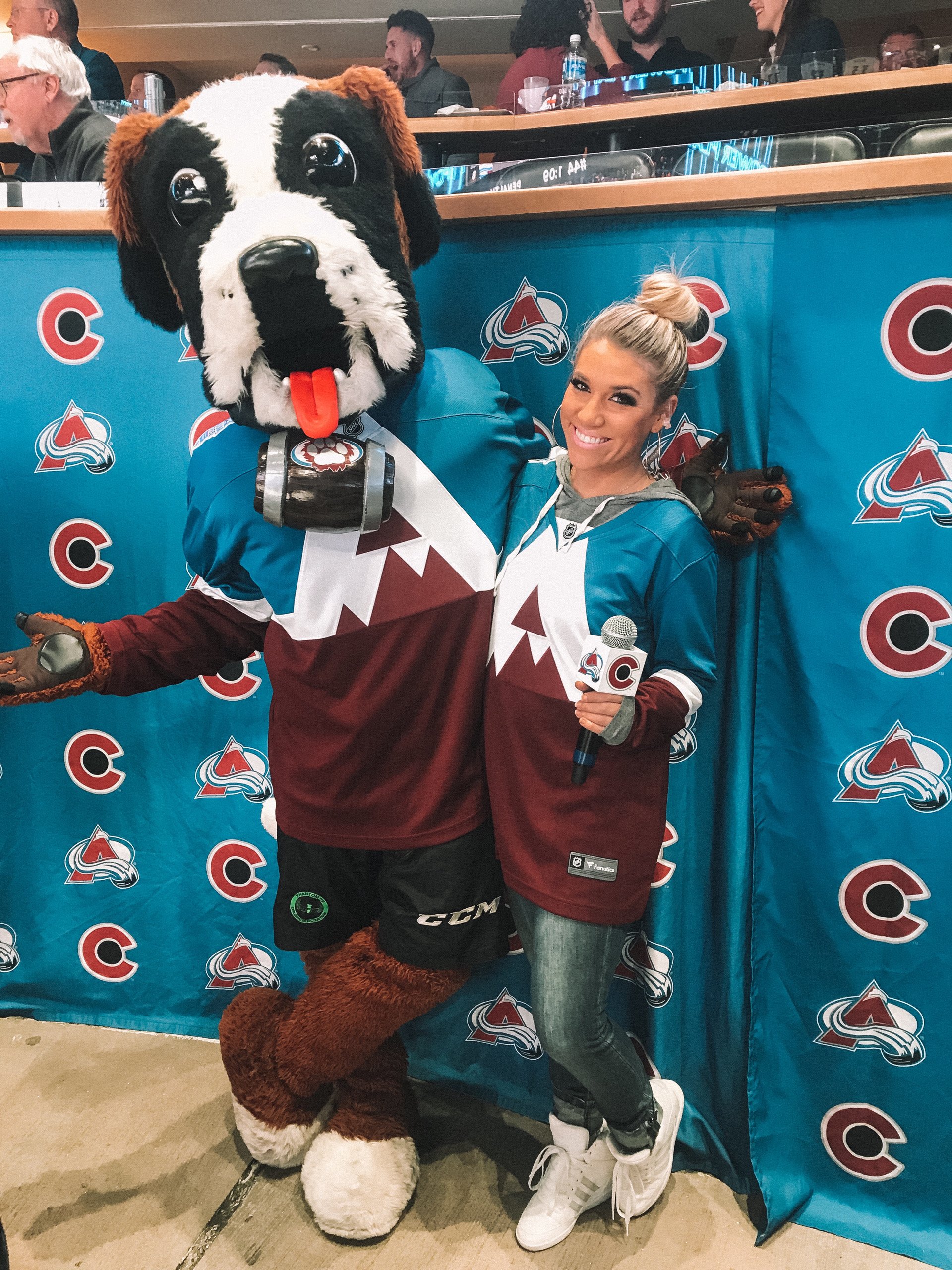 Colorado Avalanche mascot Bernie the St. Bernard in the first