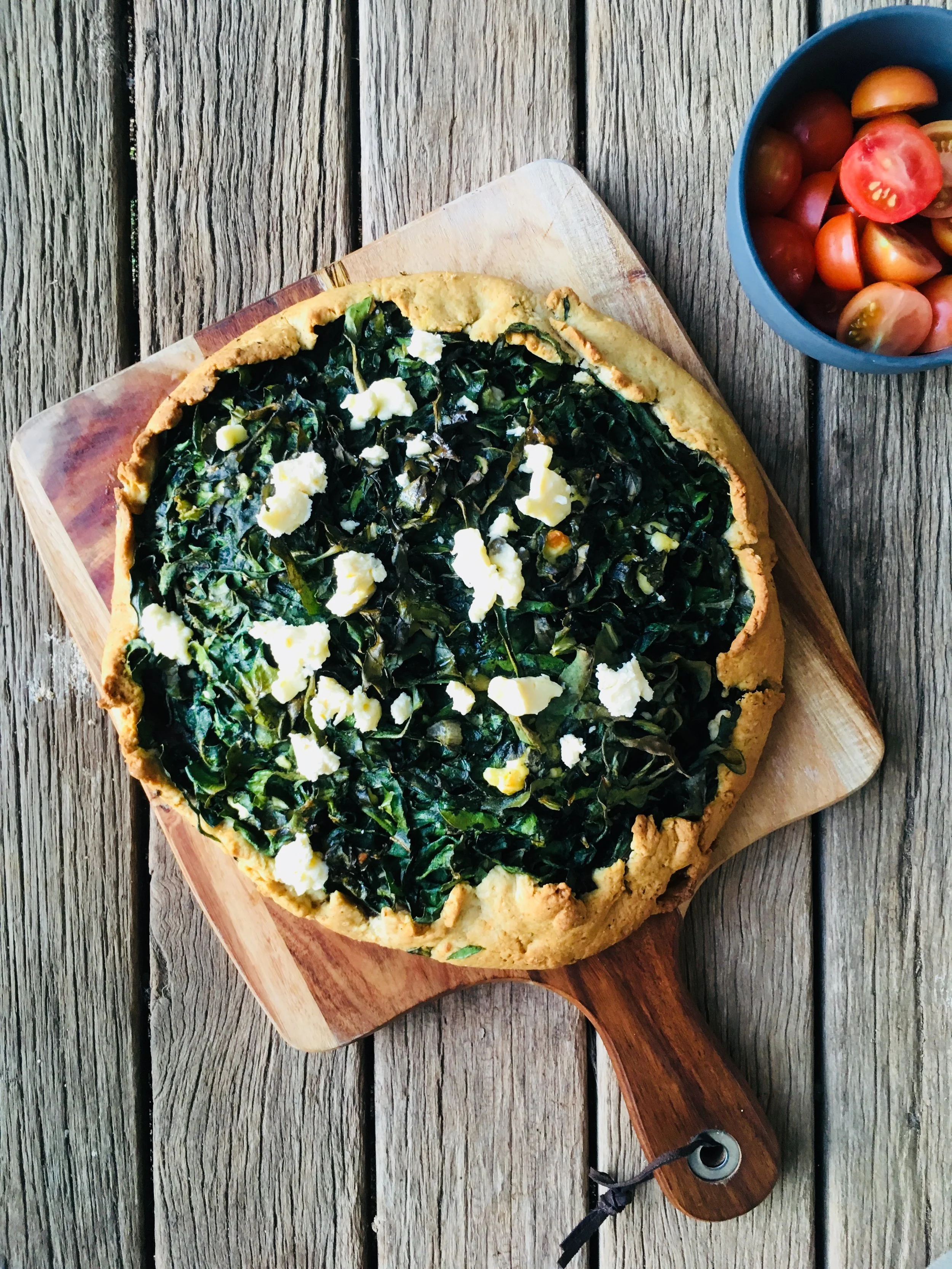 Caramelised onion &amp; silverbeet tart