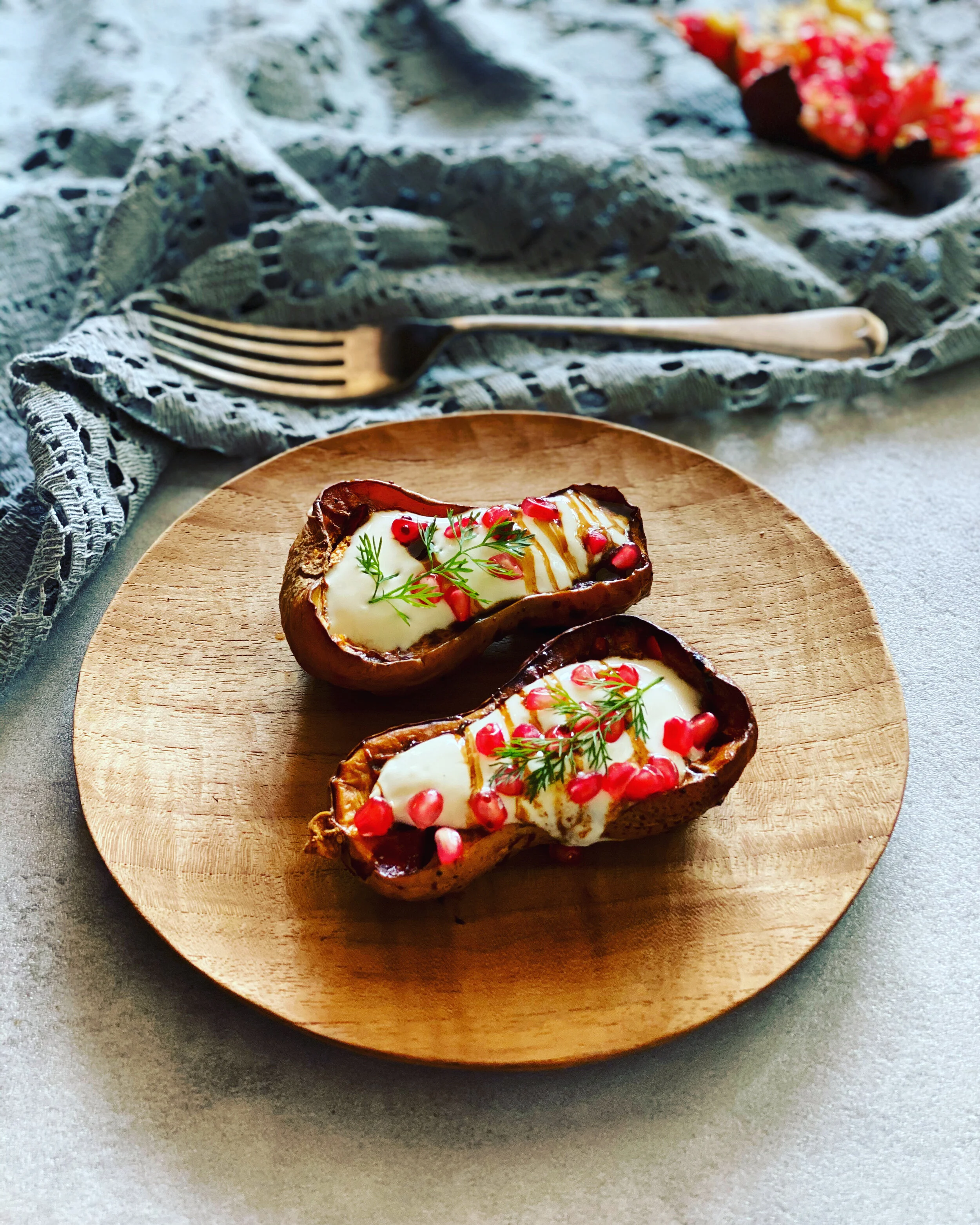 Roast pumpkin w/ pomegranate