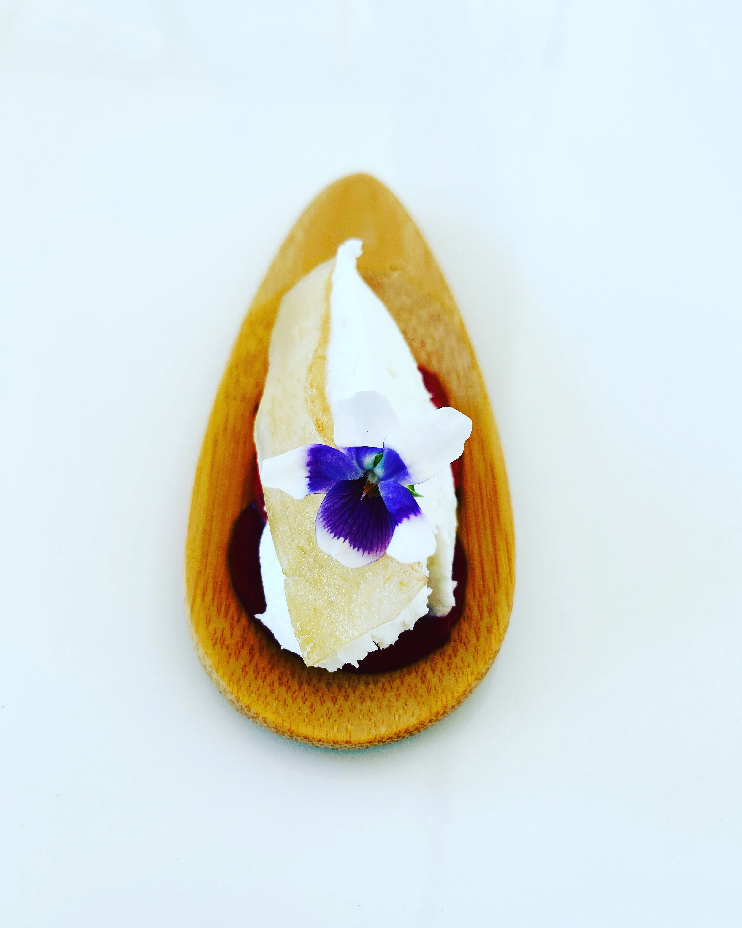 Native raspberry &amp; goats cheese bite