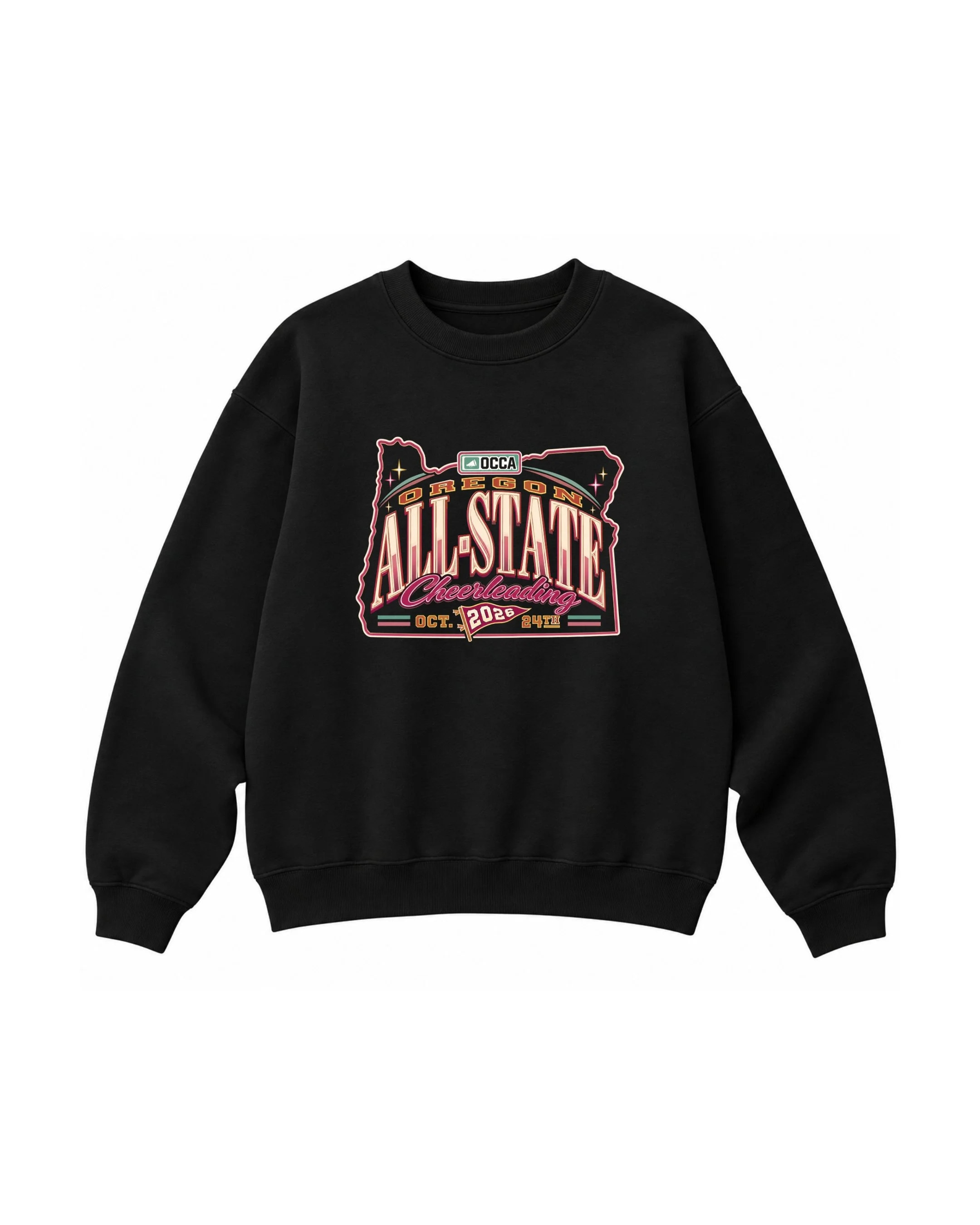 OCCA Oregon All-State Cheerleading 2026 Crewneck Sweatshirt (Logo 1-Pink)