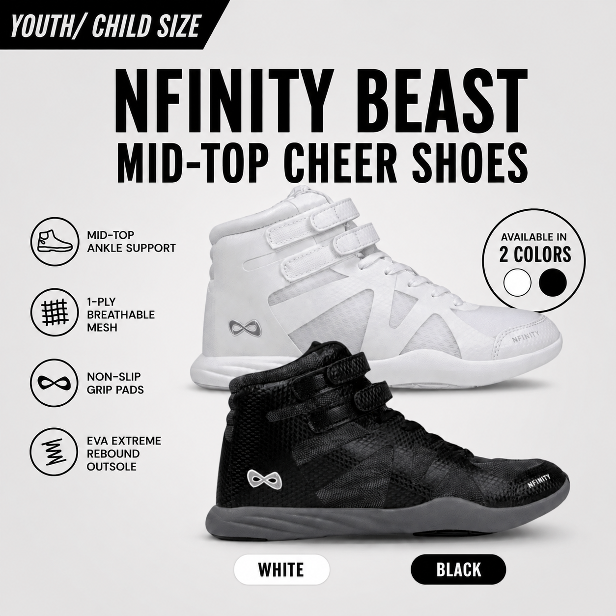 NFINITY BEAST MID-TOP CHEER SHOES (YOUTH/CHILD SIZE)