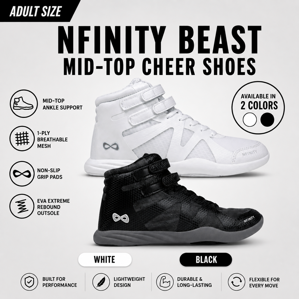 NFINITY BEAST MID-TOP CHEER SHOES (ADULT SIZE)