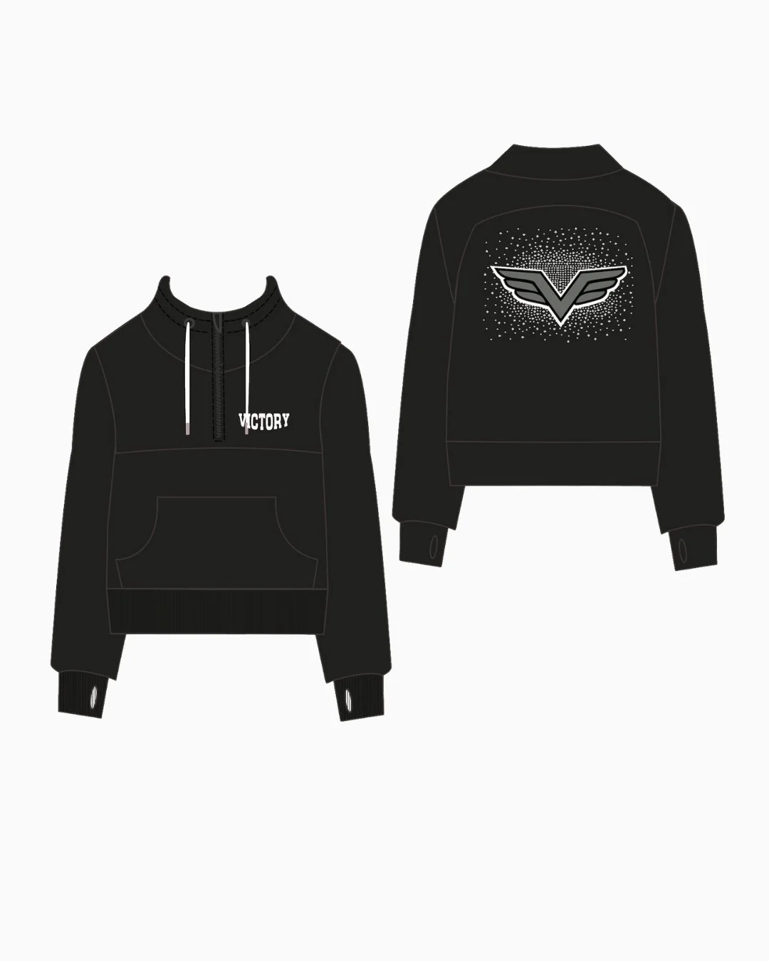 VICTORY  TL Cropped Halftime with Front Print & Grounded Rhinestone Spray Back