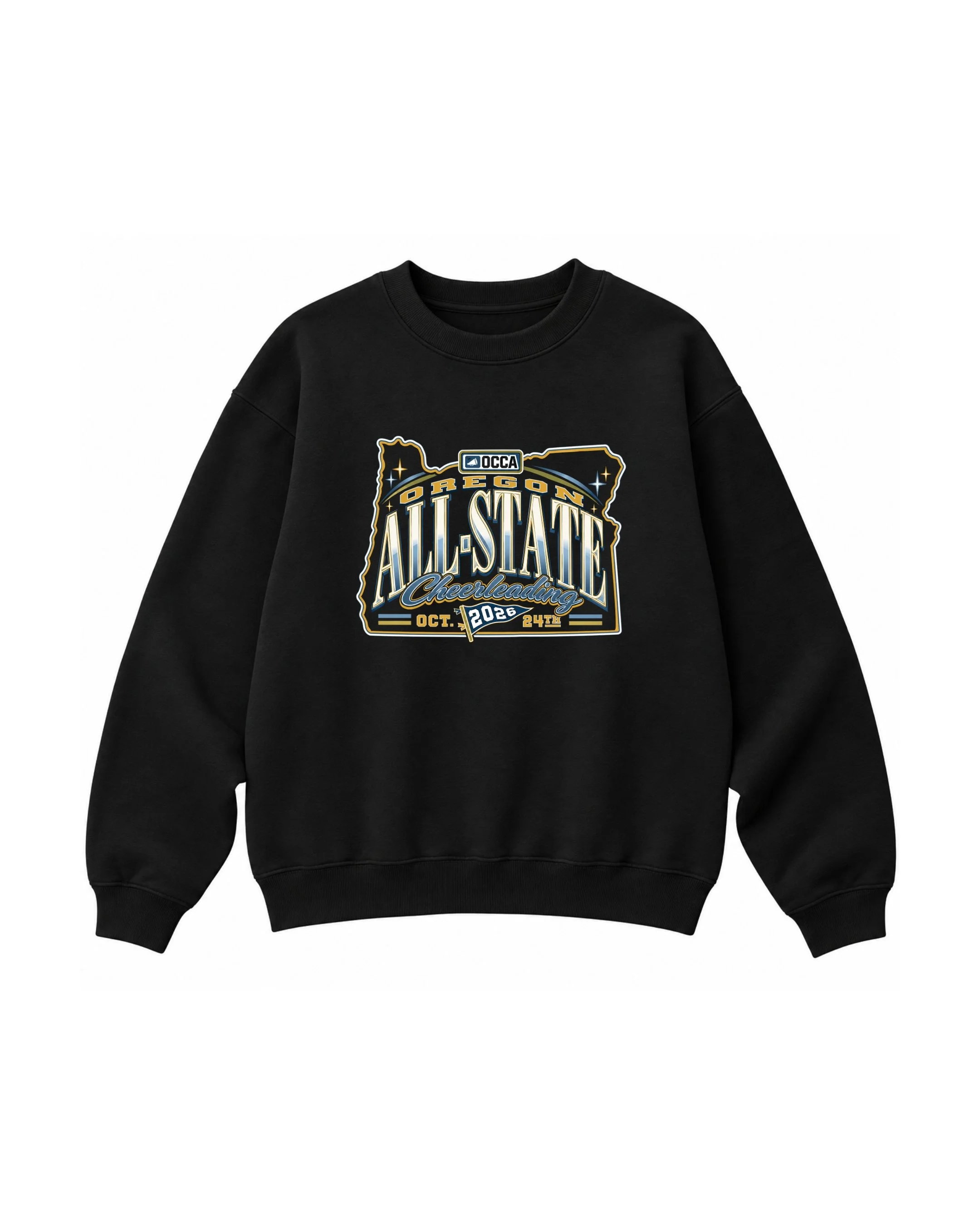 OCCA Oregon All-State Cheerleading 2026 Crewneck Sweatshirt (Logo 1-Blue)