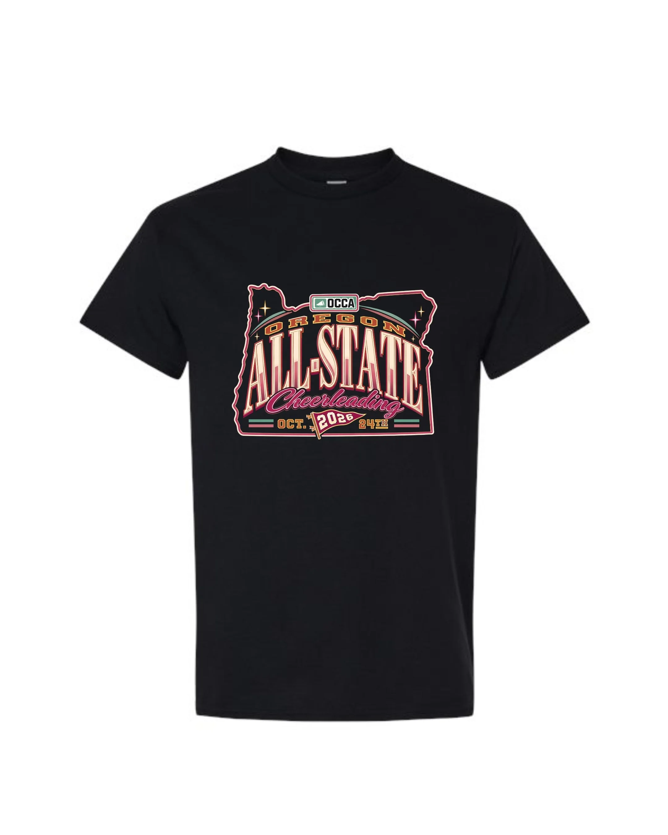 Oregon All-State Cheerleading 2026 T-Shirt (Logo 1-Pink)