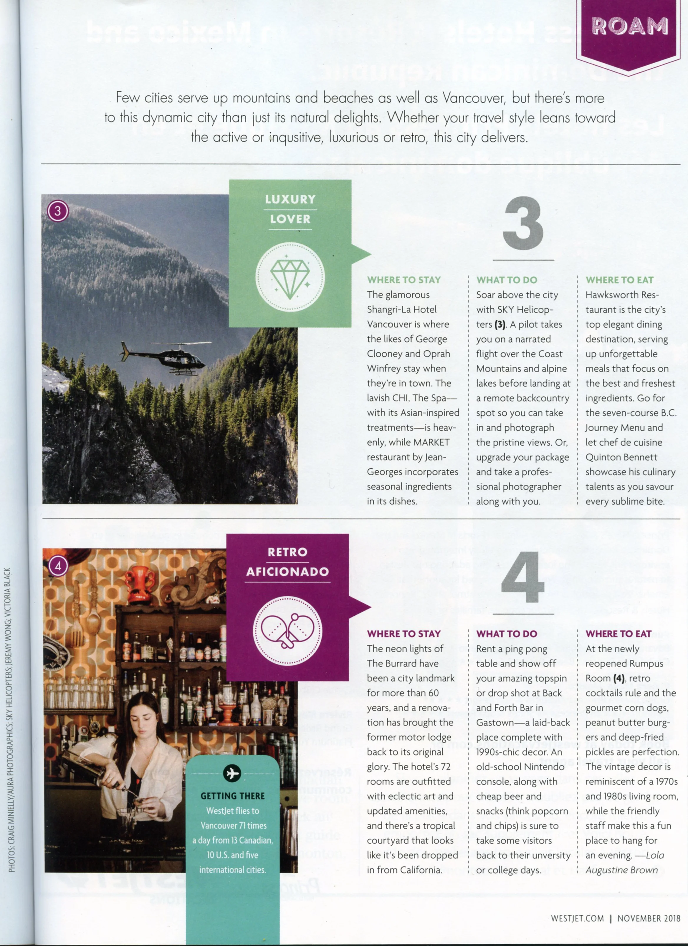 WestJet Magazine, Bottom Image - November 2018