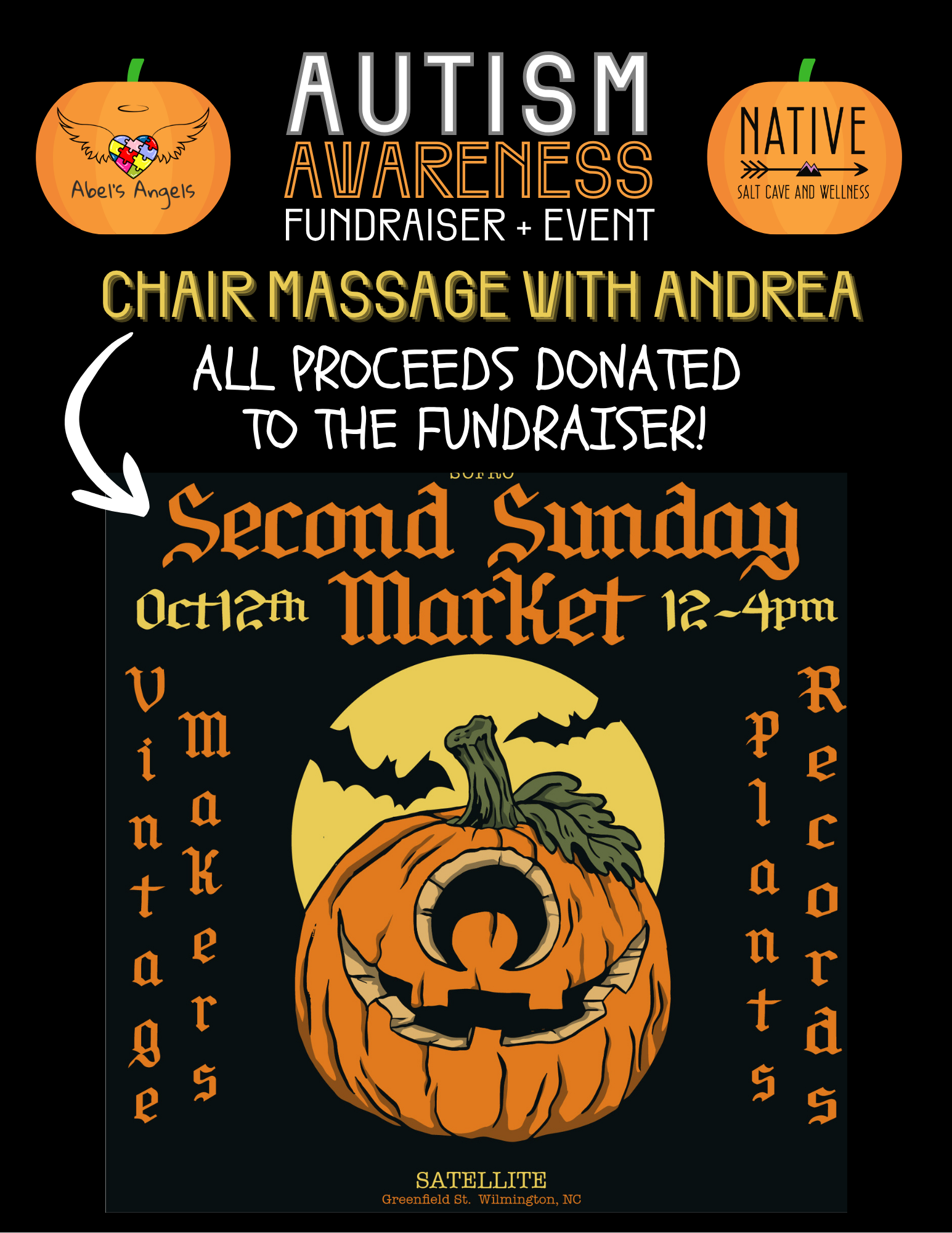 Chair Massage to Benefit Abel's Angels. at the South Front Second Sunday Market
