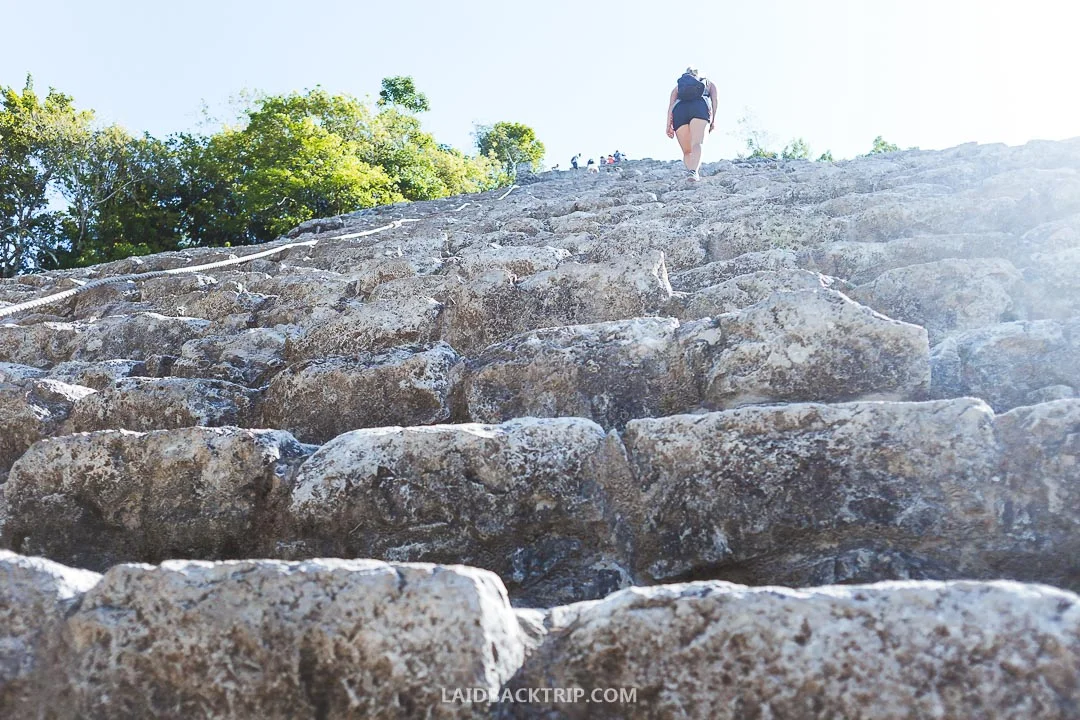 You can climb the Mayan pyramid in Coba.