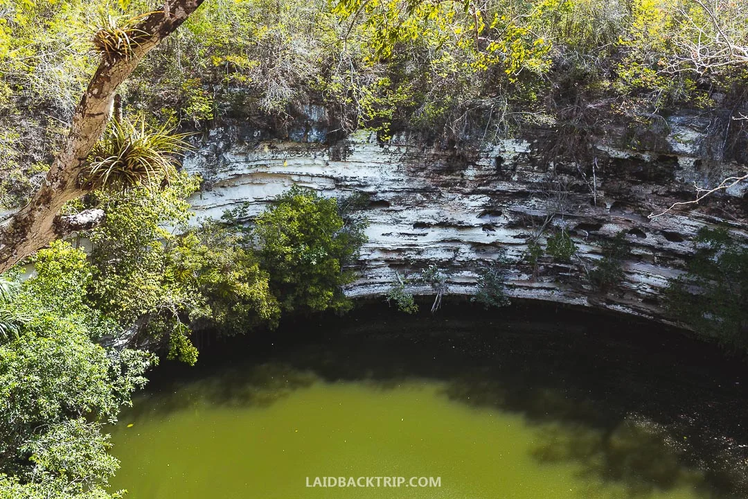 There are two huge sacred Cenotes at the site and another one off-site where you can swim.