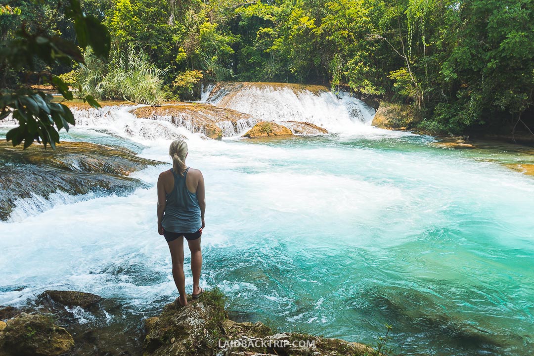 Agua Azul waterfalls in Mexico is a popular attraction among tourists and locals.