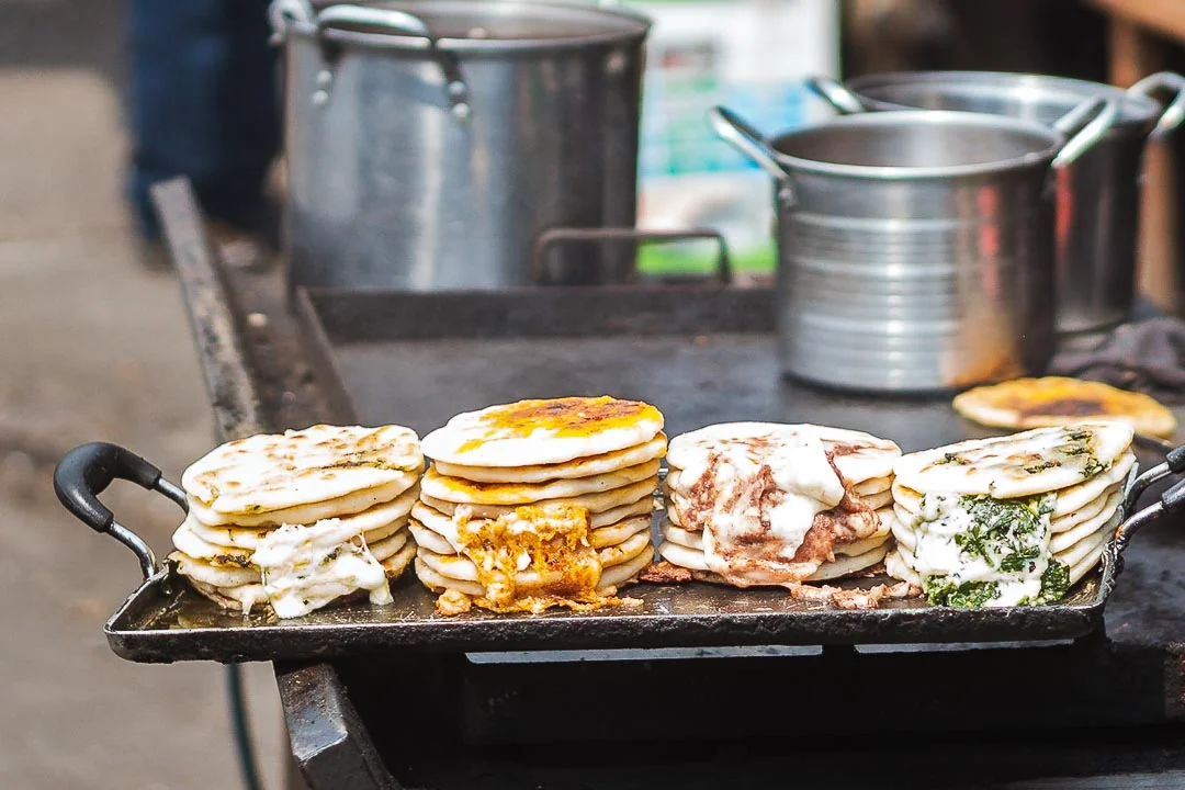 Pupusas is a tradtional food in El Salvador.