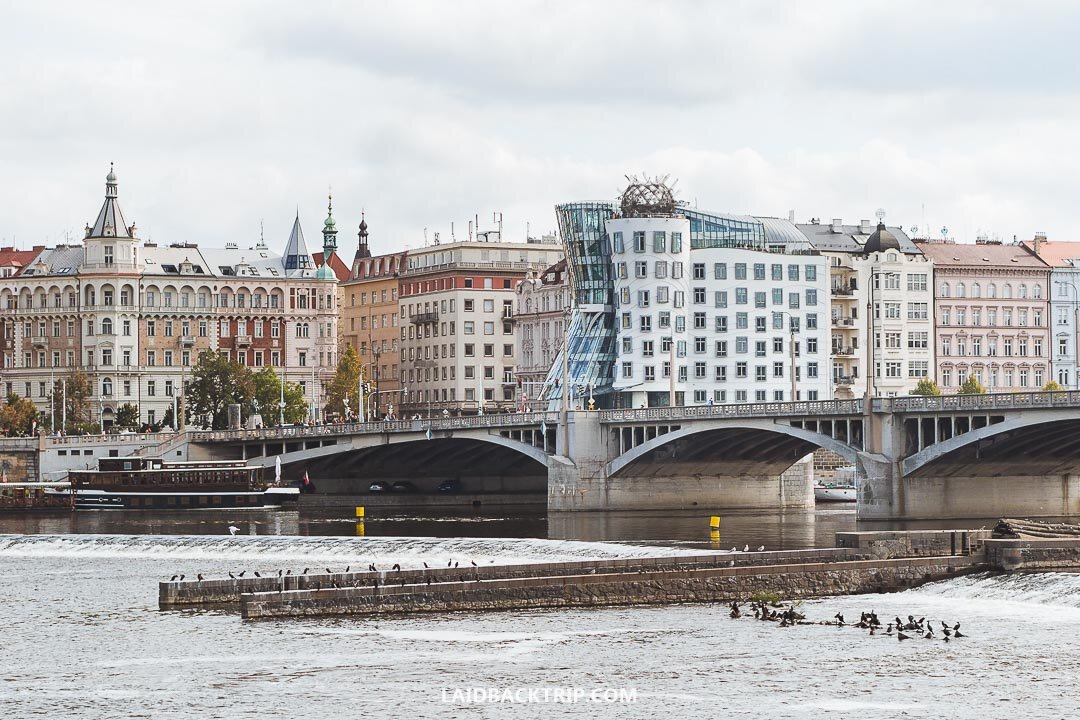 Dancing House is a modern-looking building in the city center.