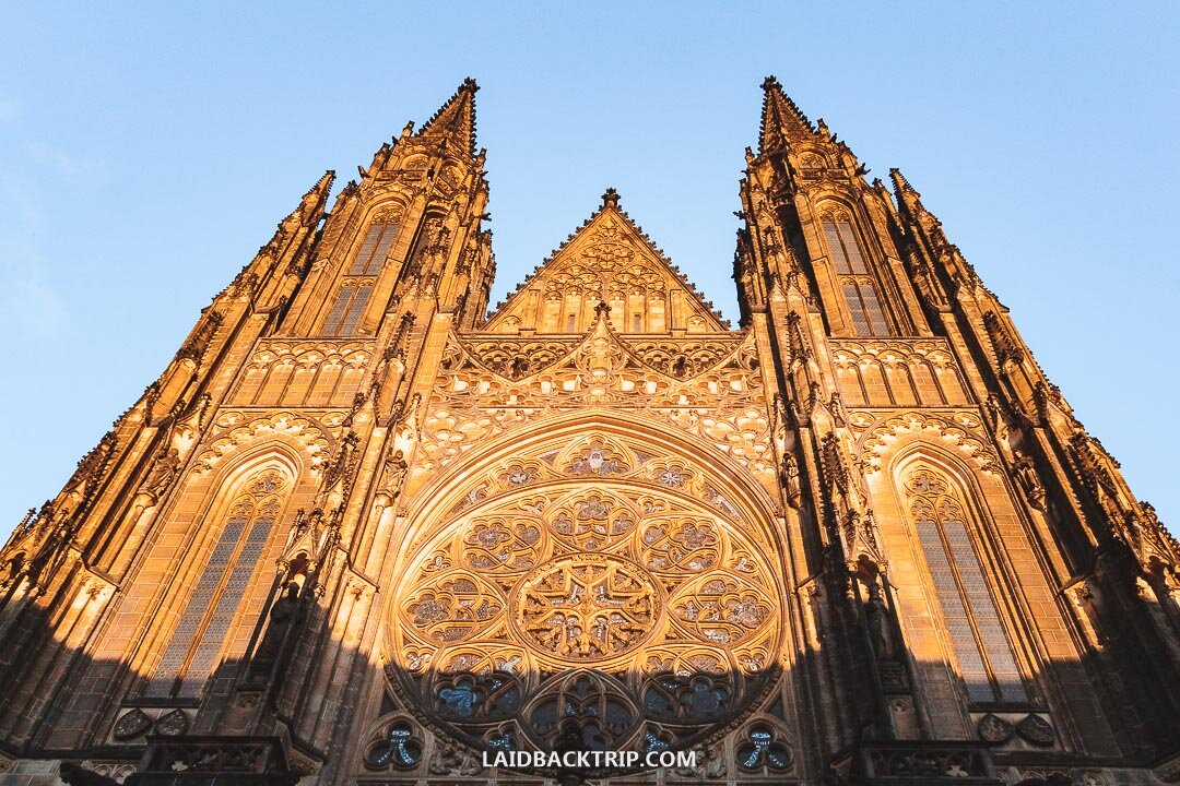 St. Vitus Cathedral creates the postcard panorama of Prague Castle.